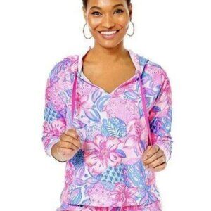 Lilly Pulitzer Kiawah Hoodie in Pink Isle Snappy Turtle size Large NWT